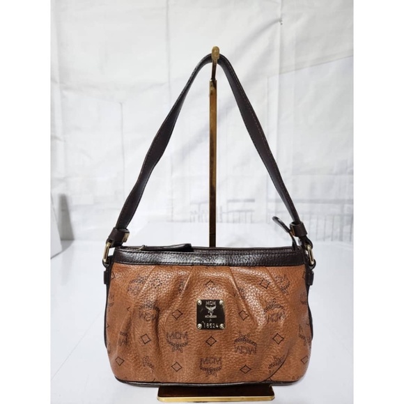 Authentic MCM Visetos Leather Pochette Chocolate/Brown - Picture 1 of 15